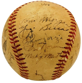 1952 World Series Champions New York Yankees Autographed Baseball (25 signatures)